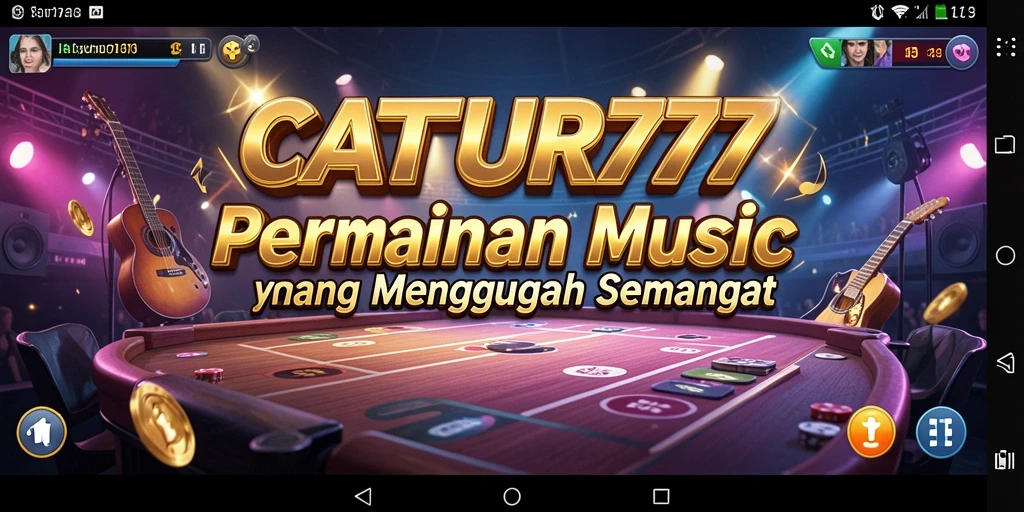Tangkapan layar utama dari gameplay CATUR777 menampilkan alunan musik yang dinamis.