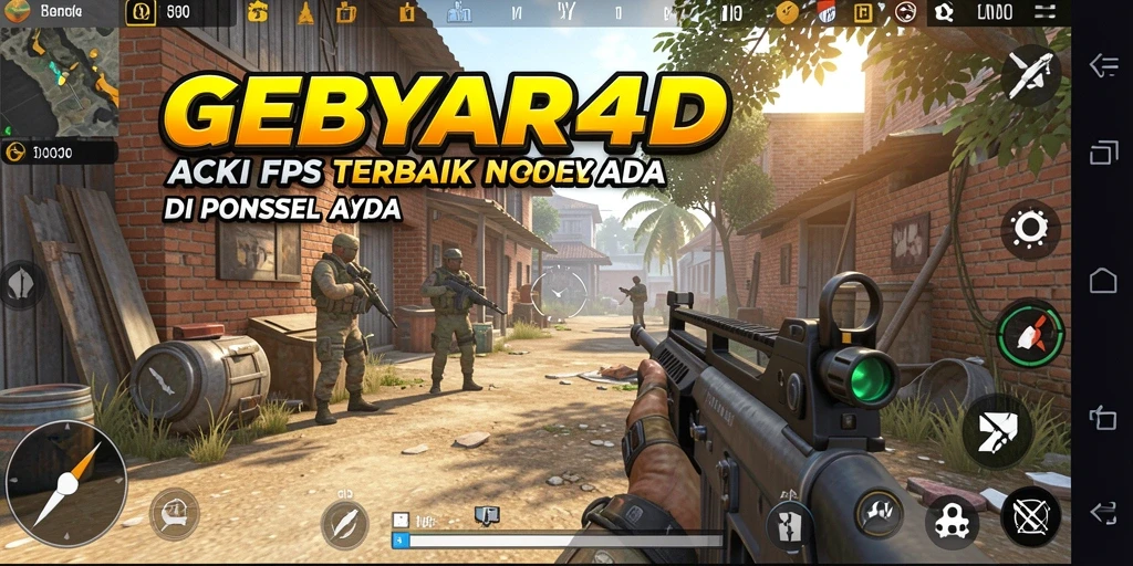 Tangkapan layar utama GEBYAR4D menampilkan pertempuran FPS yang mendebarkan.