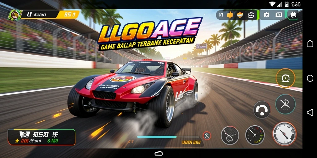 Screenshot gameplay LGOACE yang menunjukkan kecepatan dan adrenalin balapan.