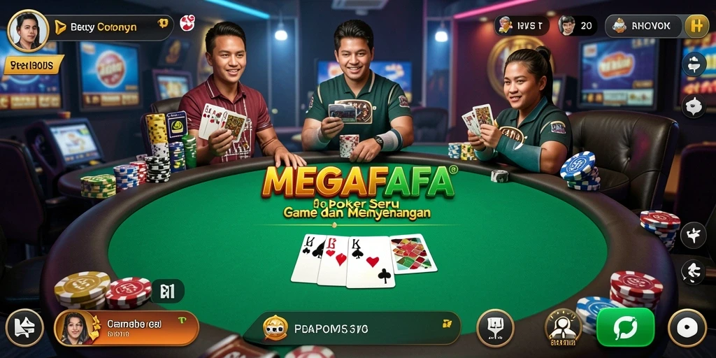 Tampilan screenshot utama MEGAFAFA saat bermain Poker.